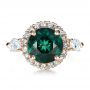 14k Rose Gold 14k Rose Gold Custom Emerald And Diamond Fashion Ring - Top View -  1391 - Thumbnail
