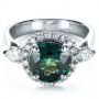 18k White Gold 18k White Gold Custom Emerald And Diamond Fashion Ring - Flat View -  1391 - Thumbnail
