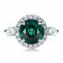 18k White Gold 18k White Gold Custom Emerald And Diamond Fashion Ring - Top View -  1391 - Thumbnail