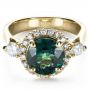 14k Yellow Gold Custom Emerald And Diamond Fashion Ring - Flat View -  1391 - Thumbnail