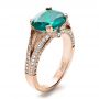 18k Rose Gold 18k Rose Gold Custom Emerald And Diamond Ring - Three-Quarter View -  1201 - Thumbnail