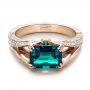 18k Rose Gold 18k Rose Gold Custom Emerald And Diamond Ring - Flat View -  100653 - Thumbnail