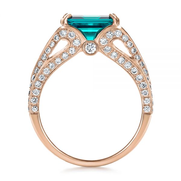 14k Rose Gold 14k Rose Gold Custom Emerald And Diamond Ring - Front View -  100653