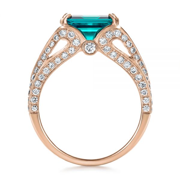 14k Rose Gold 14k Rose Gold Custom Emerald And Diamond Ring - Front View - 100653