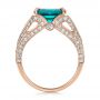 18k Rose Gold 18k Rose Gold Custom Emerald And Diamond Ring - Front View -  100653 - Thumbnail