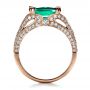 14k Rose Gold 14k Rose Gold Custom Emerald And Diamond Ring - Front View -  1201 - Thumbnail