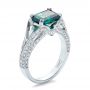 18k White Gold 18k White Gold Custom Emerald And Diamond Ring - Three-Quarter View -  100653 - Thumbnail