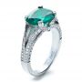 18k White Gold 18k White Gold Custom Emerald And Diamond Ring - Three-Quarter View -  1201 - Thumbnail