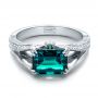 14k White Gold 14k White Gold Custom Emerald And Diamond Ring - Flat View -  100653 - Thumbnail