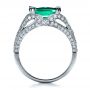 14k White Gold 14k White Gold Custom Emerald And Diamond Ring - Front View -  1201 - Thumbnail