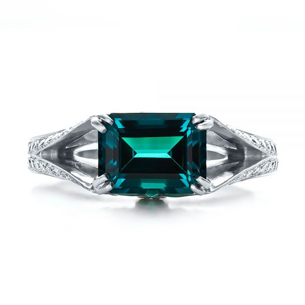  Platinum Platinum Custom Emerald And Diamond Ring - Top View -  100653