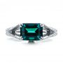 14k White Gold 14k White Gold Custom Emerald And Diamond Ring - Top View -  100653 - Thumbnail