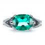 14k White Gold 14k White Gold Custom Emerald And Diamond Ring - Top View -  1201 - Thumbnail