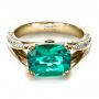 14k Yellow Gold 14k Yellow Gold Custom Emerald And Diamond Ring - Flat View -  1201 - Thumbnail