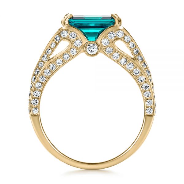 18k Yellow Gold 18k Yellow Gold Custom Emerald And Diamond Ring - Front View -  100653