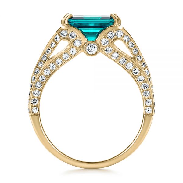 18k Yellow Gold 18k Yellow Gold Custom Emerald And Diamond Ring - Front View -  100653