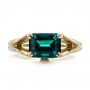 18k Yellow Gold 18k Yellow Gold Custom Emerald And Diamond Ring - Top View -  100653 - Thumbnail