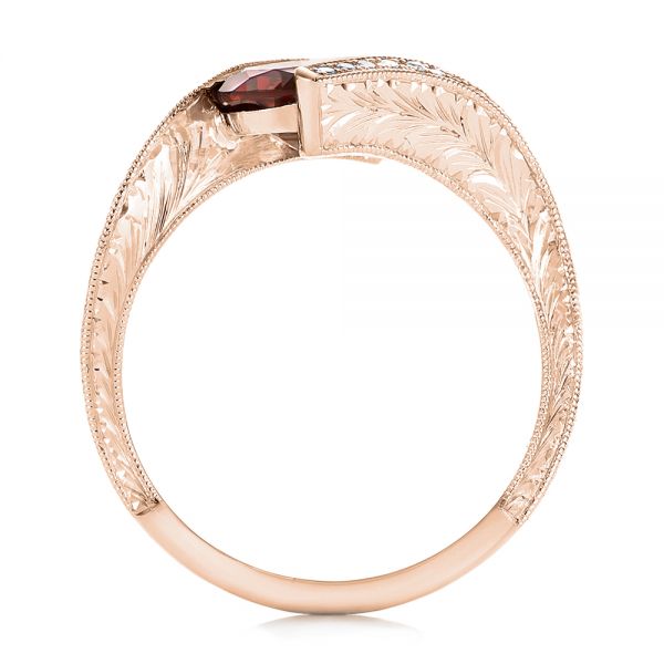 14k Rose Gold 14k Rose Gold Custom Garnet And Diamond Fashion Ring - Front View -  103156