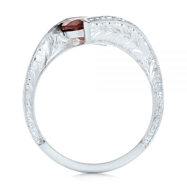 14k White Gold Custom Garnet And Diamond Fashion Ring - Front View - 103156