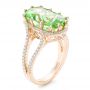 18k Rose Gold 18k Rose Gold Custom Green Tourmaline And Diamond Halo Fashion Ring - Three-Quarter View -  102466 - Thumbnail