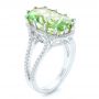 14k White Gold 14k White Gold Custom Green Tourmaline And Diamond Halo Fashion Ring - Three-Quarter View -  102466 - Thumbnail