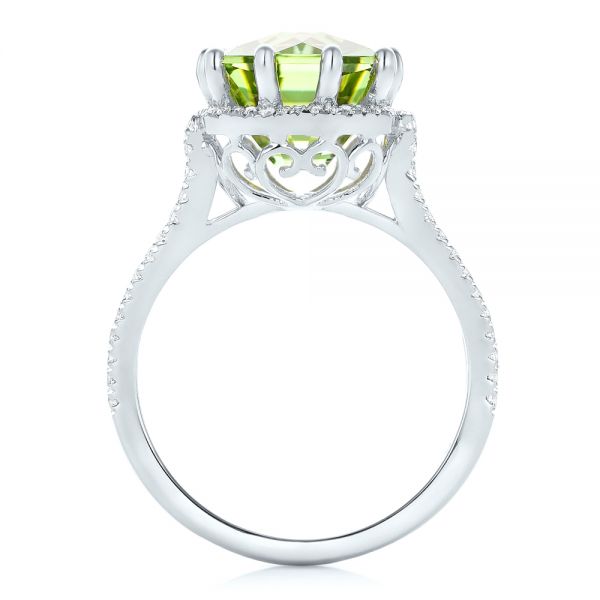  Platinum Platinum Custom Green Tourmaline And Diamond Halo Fashion Ring - Front View -  102466