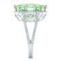  Platinum Platinum Custom Green Tourmaline And Diamond Halo Fashion Ring - Side View -  102466 - Thumbnail