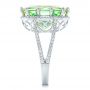 14k White Gold 14k White Gold Custom Green Tourmaline And Diamond Halo Fashion Ring - Side View -  102466 - Thumbnail