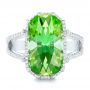  Platinum Platinum Custom Green Tourmaline And Diamond Halo Fashion Ring - Top View -  102466 - Thumbnail