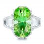 14k White Gold 14k White Gold Custom Green Tourmaline And Diamond Halo Fashion Ring - Top View -  102466 - Thumbnail