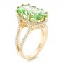 18k Yellow Gold Custom Green Tourmaline And Diamond Halo Fashion Ring - Three-Quarter View -  102466 - Thumbnail