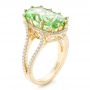 14k Yellow Gold 14k Yellow Gold Custom Green Tourmaline And Diamond Halo Fashion Ring - Three-Quarter View -  102466 - Thumbnail