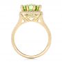 18k Yellow Gold Custom Green Tourmaline And Diamond Halo Fashion Ring - Front View -  102466 - Thumbnail