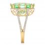 18k Yellow Gold Custom Green Tourmaline And Diamond Halo Fashion Ring - Side View -  102466 - Thumbnail