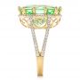 18k Yellow Gold Custom Green Tourmaline And Diamond Halo Fashion Ring - Side View -  102466 - Thumbnail
