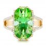 14k Yellow Gold 14k Yellow Gold Custom Green Tourmaline And Diamond Halo Fashion Ring - Top View -  102466 - Thumbnail