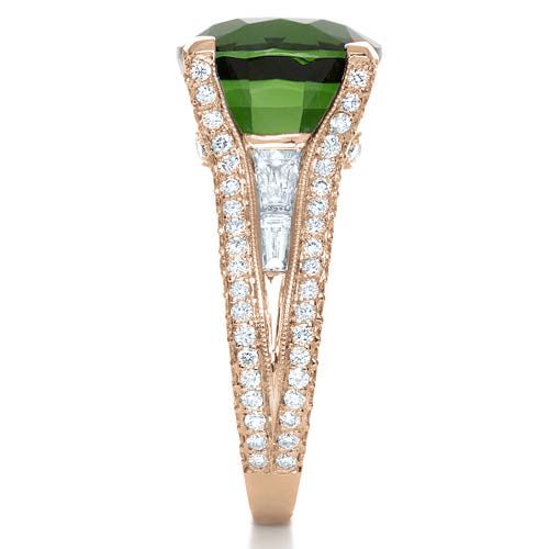 18k Rose Gold 18k Rose Gold Custom Green Tourmaline And Diamond Women's Ring - Side View - 1032