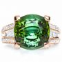14k Rose Gold 14k Rose Gold Custom Green Tourmaline And Diamond Women's Ring - Top View -  1032 - Thumbnail