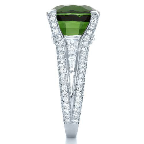  Platinum Custom Green Tourmaline And Diamond Women's Ring - Side View -  1032