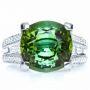  Platinum Custom Green Tourmaline And Diamond Women's Ring - Top View -  1032 - Thumbnail