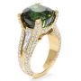 14k Yellow Gold 14k Yellow Gold Custom Green Tourmaline And Diamond Women's Ring - Three-Quarter View -  1032 - Thumbnail