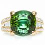 14k Yellow Gold 14k Yellow Gold Custom Green Tourmaline And Diamond Women's Ring - Top View -  1032 - Thumbnail