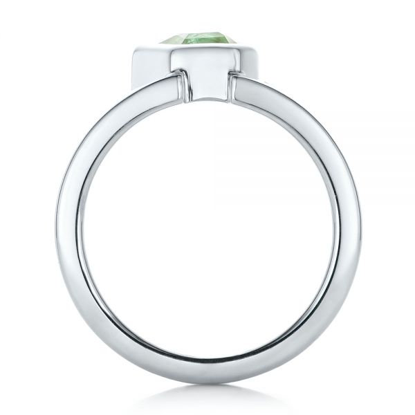 Custom Green Tourmaline And Sterling Silver Men's Ring - Front View - 102225