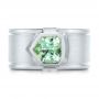 Custom Green Tourmaline And Sterling Silver Men's Ring - Top View -  102225 - Thumbnail