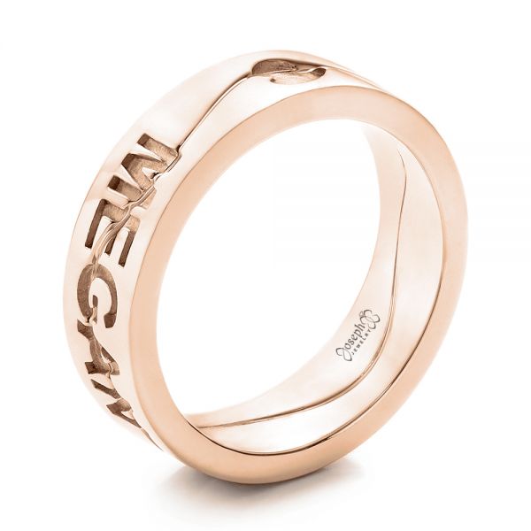 14k Rose Gold 14k Rose Gold Custom Interlocking Name Band - Three-Quarter View -  101534