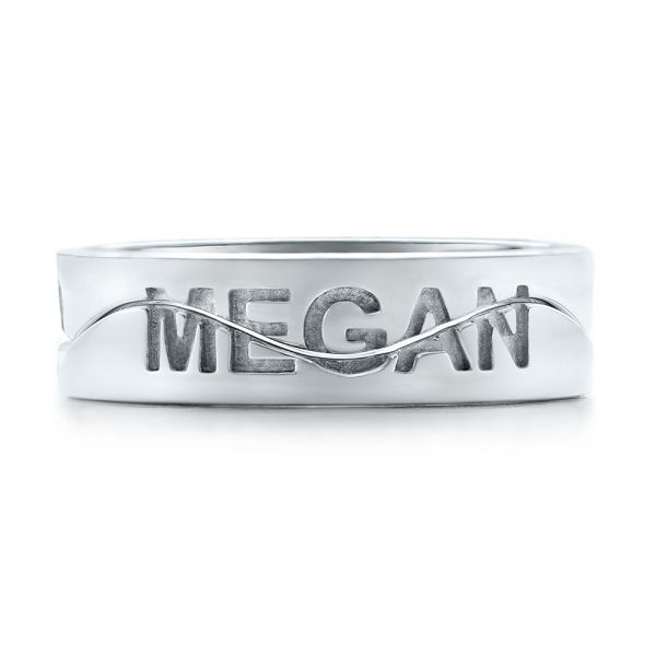 14k White Gold Custom Interlocking Name Band - Top View -  101534