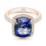 18k Rose Gold 18k Rose Gold Custom Iolite And Diamond Halo Fashion Ring - Flat View -  102803 - Thumbnail
