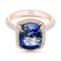 18k Rose Gold 18k Rose Gold Custom Iolite And Diamond Halo Fashion Ring - Flat View -  102803 - Thumbnail