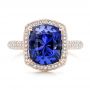 14k Rose Gold 14k Rose Gold Custom Iolite And Diamond Halo Fashion Ring - Top View -  102803 - Thumbnail