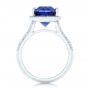 14k White Gold Custom Iolite And Diamond Halo Fashion Ring - Front View -  102803 - Thumbnail